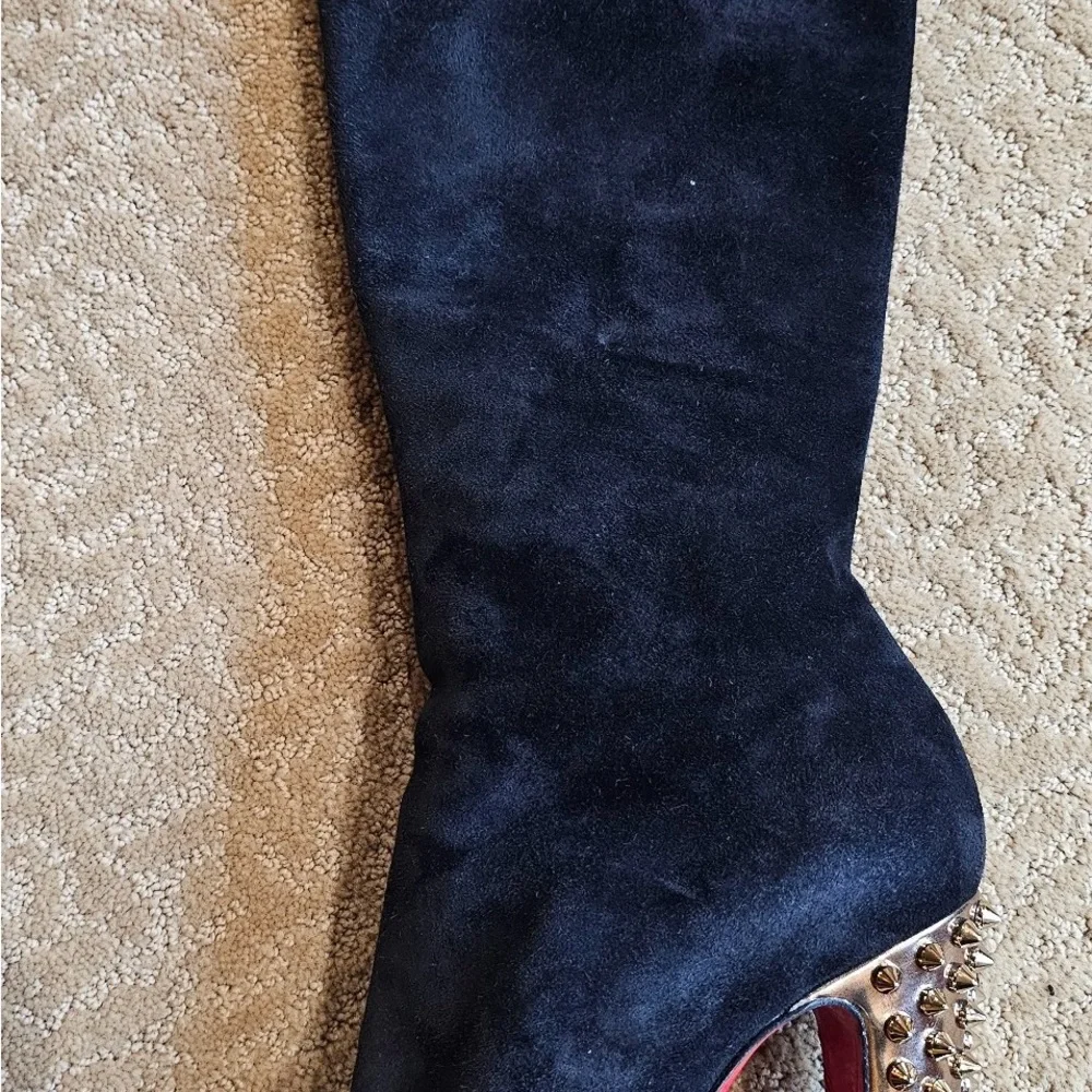 EUC Christian Louboutin Black Suede Platform Tall boots, Size 37.5 - Picture 2 of 5
